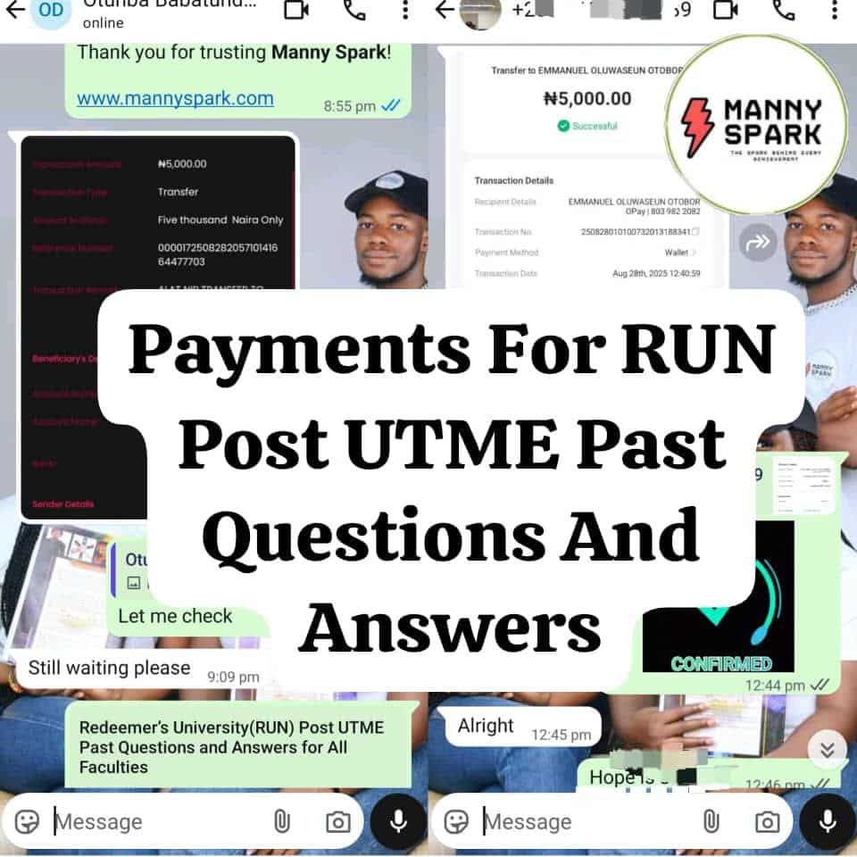 Redeemer University Post UTME Past Questions and Answers 8 RUN