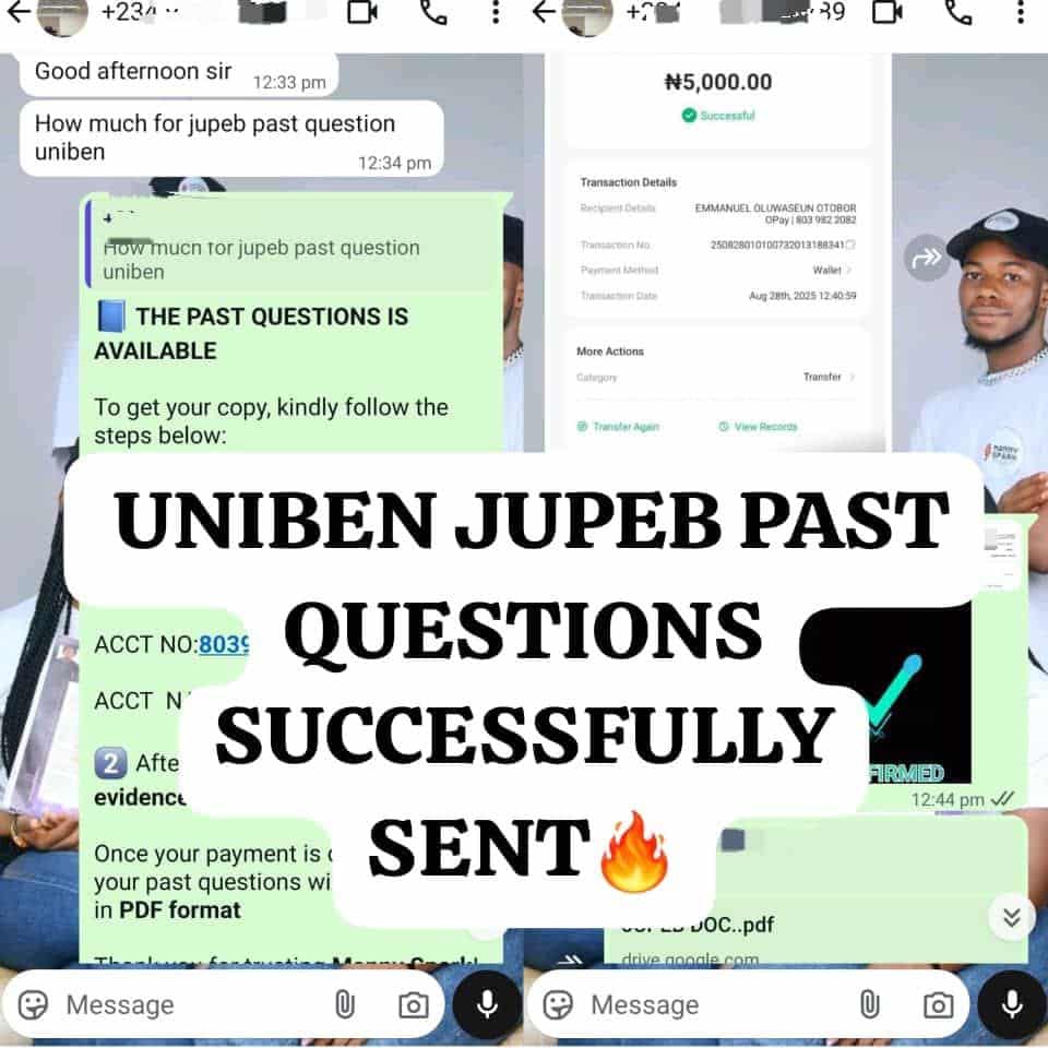 UNIBEN JUPEB Entrance Examination Past Questions and Answers PDF 7 UNIBEN JUPEB Entrance Examination Past Questions and Answers PDF