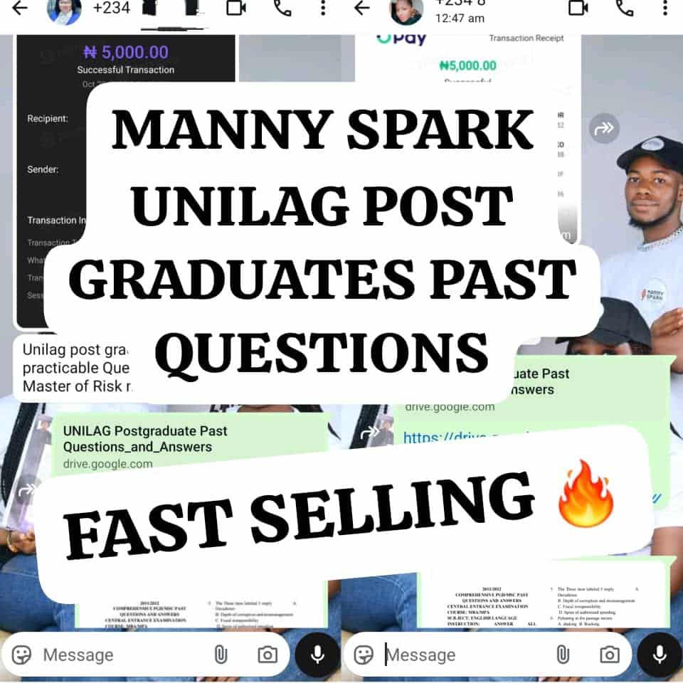 UNILAG Postgraduate Past Questions and Answers 7 UNILAG POST GRADUATES PAST QUESTIONS