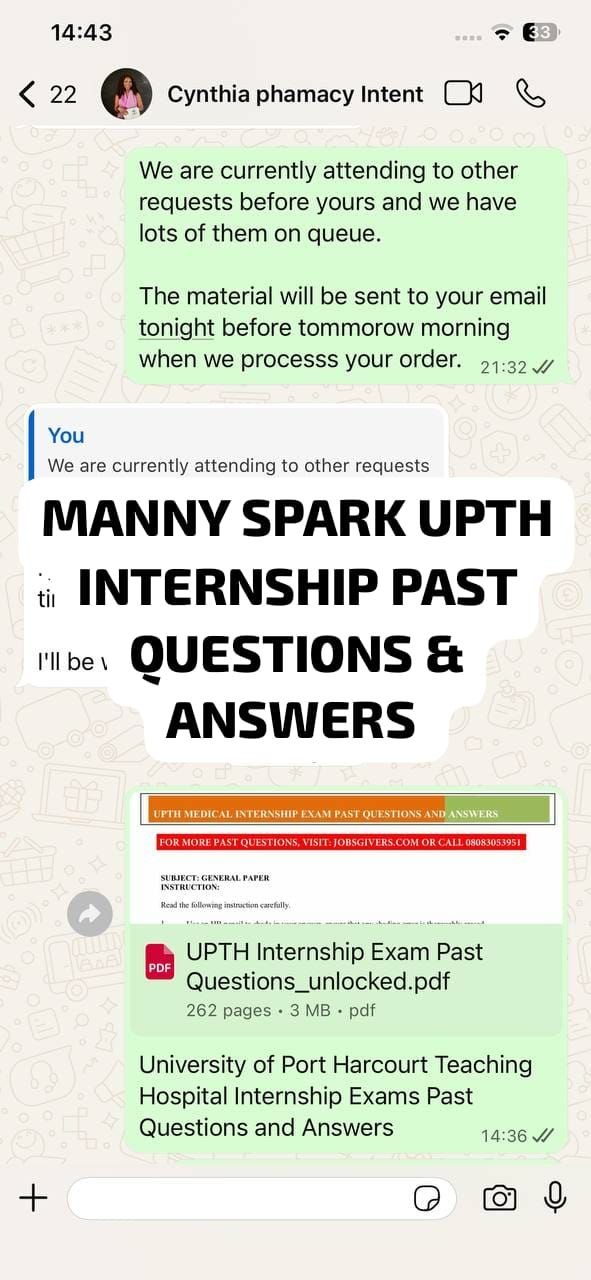 UPTH Internship Exam Past Questions and Answers 8 UPTH