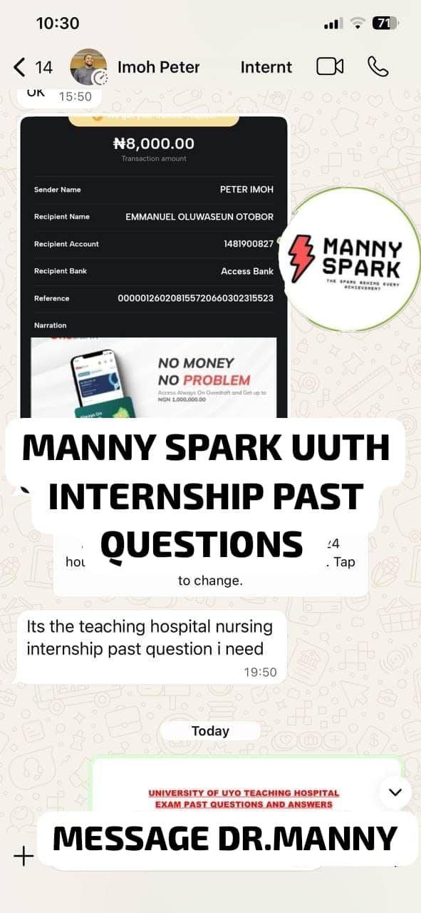 University of Uyo Teaching Hospital Past Questions and Answers PDF 8 INTERNT 1