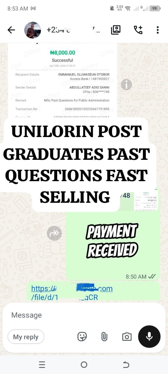 UNILORIN Postgraduate Past Questions and Answers 6 UNILORIN