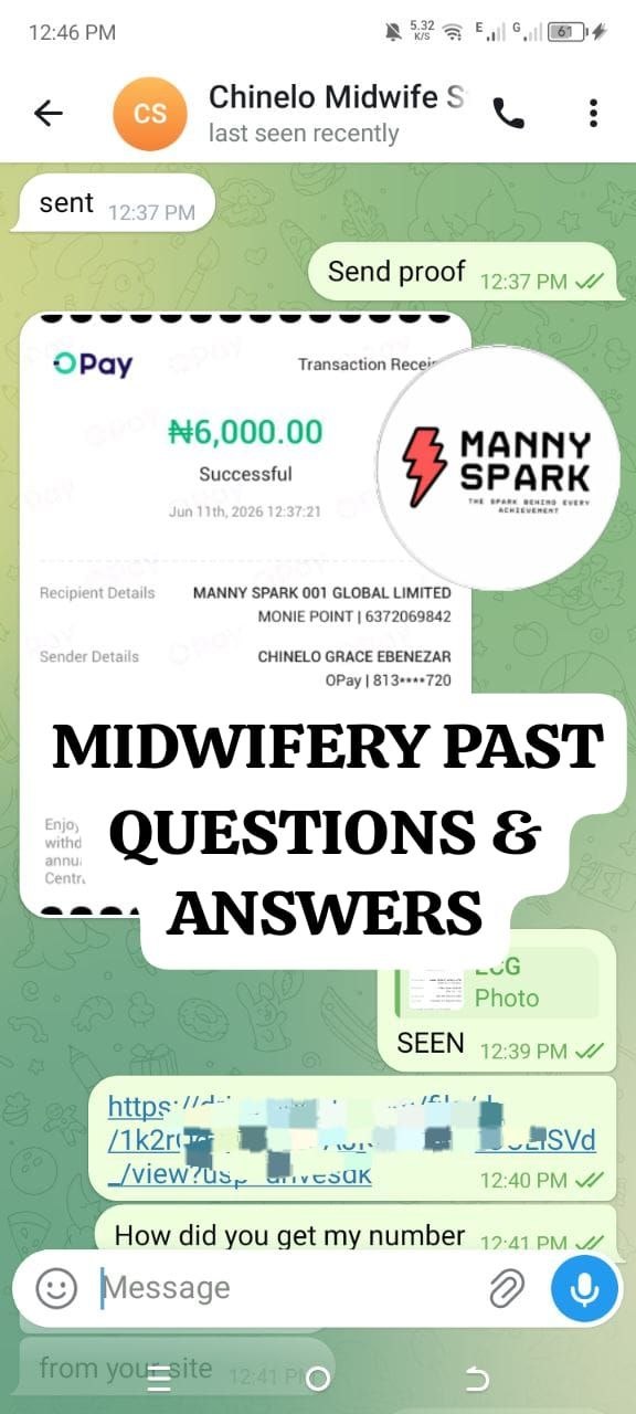 Updated Midwifery Past Questions and Answers 2 Updated Midwifery Past Questions and Answers